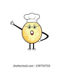 mr. Donut cheff charracter vector illustration