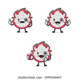 Mr dragon fruit. fruit cartoon illustration isolated on a white background.