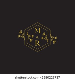 MR elegant wedding initial logo in high quality professional design that will print well across any print media