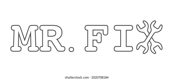 Mr. Fix logo on white background. Vector icon