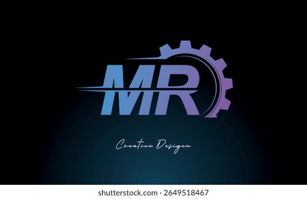 MR Gear Fusion Logo - Industrial Tech-Inspired Letter mark Futuristic Industrial Letter Mark Design para marcas de tecnologia e engenharia.