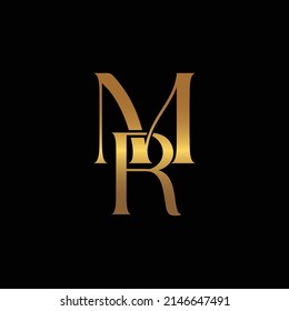 MR golden monogram initial letters logo Design Vector