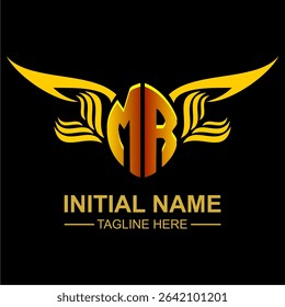 MR Golden Wing Emblem Logo with elegant gold wings, sleek and modern design. Ideal for branding, creative projects, luxury businesses, or artistic ventures.