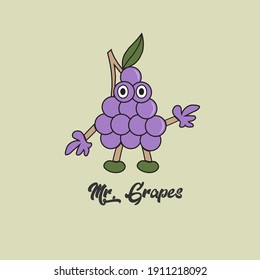 Mr. Grapes Design Cartoon. Vector Eps.10