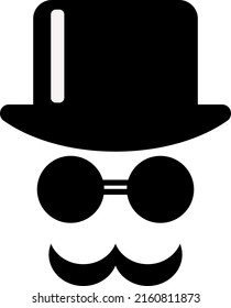 Mr. hat with round glasses and a dashing mustache