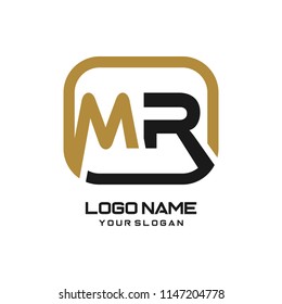 MR initial box letter logo template vector