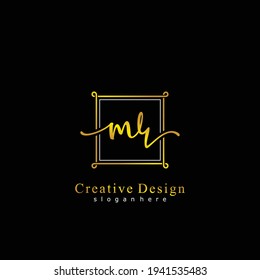 MR Initial calligraphy handwritten logo. Handwritten alphabet in the logo template. Letters and Alphabet for signature, wedding, fashion, floral and botanical logo design 