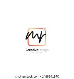 MR initial handwriting with color logo icon template vector.