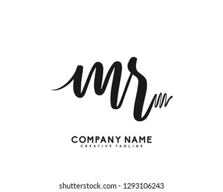 MR Initial Handwriting Logo Template Vector