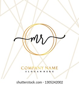 MR Initial Handwriting logo template vector