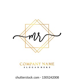MR Initial Handwriting logo template vector