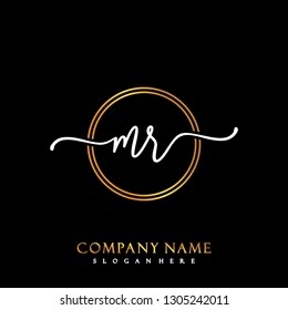 MR Initial Handwriting logo template vector