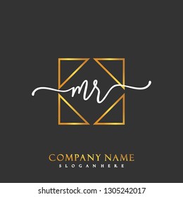 MR Initial Handwriting logo template vector