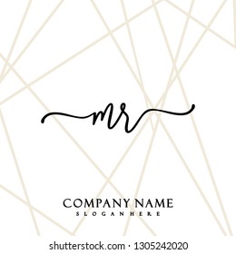 MR Initial Handwriting logo template vector