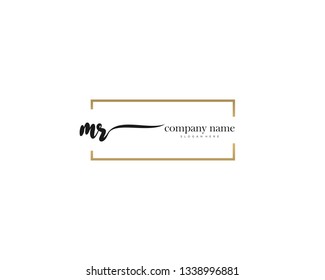 MR Initial handwriting logo vector. Hand lettering for designs.