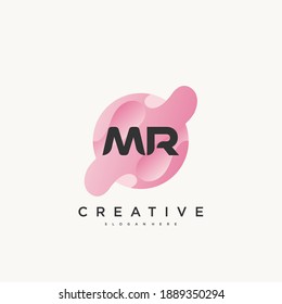 MR Initial Letter logo icon design template elements with wave colorful art.