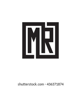 MR initial letters looping linked square monogram logo