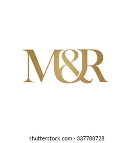 M&R Initial logo. Ampersand monogram golden logo