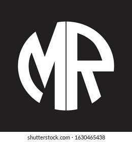 MR Initial Logo design Monogram Isolated on black and white