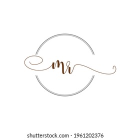 MR Initial Logo Handwriting template letter illustration