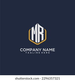 MR initial monogram building logo for real estate with creative polygon style design