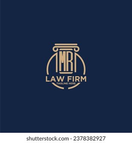 MR initial monogram for law firm with creative circle line