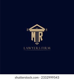 MR initial monogram lawfirm logo with pillar design