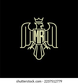 MR initial monogram logo for eagle  crown image vector design