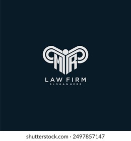 MR initial monogram logo lawfirm with pillar design