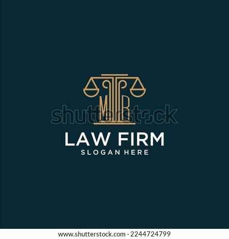 MR initial monogram logo for lawfirm with scale vector design