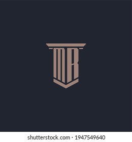 MR initial monogram logo with pillar style design