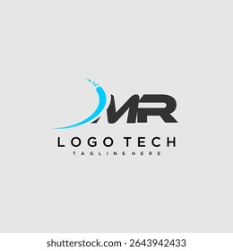 MR initial monogram for technology logo design