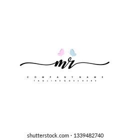 MR initial signature logo. handwriting logo template vector,