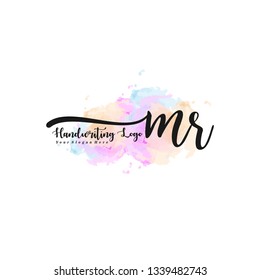 MR initial signature logo. handwriting logo template vector,