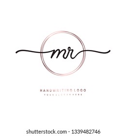 MR initial signature logo. handwriting logo template vector,