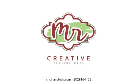 MR Initials, handwriting logo vector