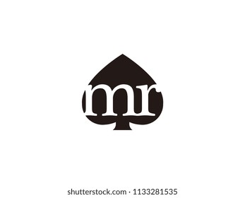 The mr initials logo inside the black shovel