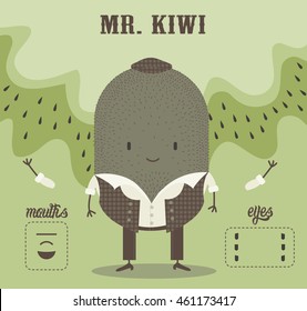 mr. kiwi feeling expression variants on colorful background