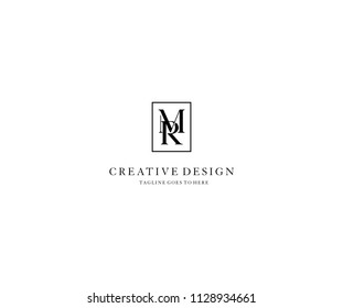 MR Letter Inside Square Shape Design Logo