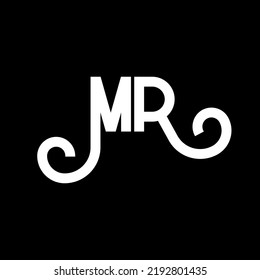 MR letter logo design with white and black color.