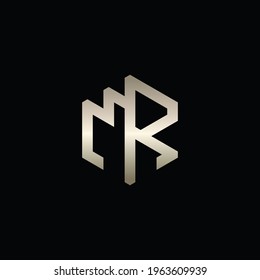 MR letter logo in hexagon shape