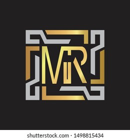 MR Letter logo initial capital monogram with abstract ornament