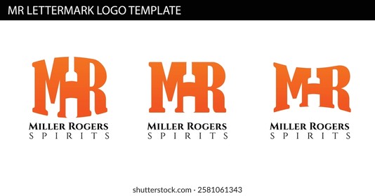 MR letter mark template with wine bottle shape