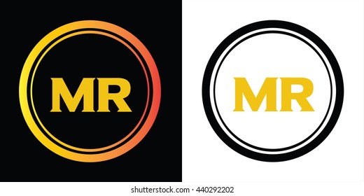 MR letters icon design template elements in abstract background logo, design identity in circle, alphabet letter
