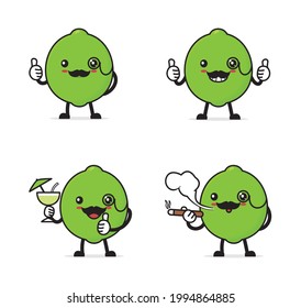 Mr. lime. cartoon illustration of fruit isolated on a white background.