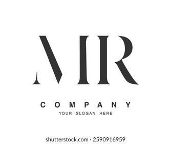 MR logo design. Initial letter m and r serif font style. Creative classic company name typography. Trendy logotype or identity. Vector illustration.