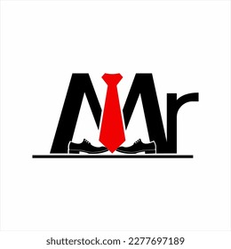 Mr logo design with tie and office shoes.