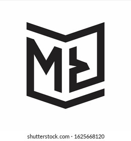 MR Logo Emblem Monogram With Shield Style Design Template Isolated On white Background