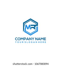 MR logo letter initial, Abstract polygonal Background Logo,