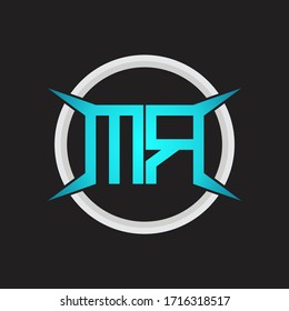 MR Logo monogram with circle and four taper shape design template
